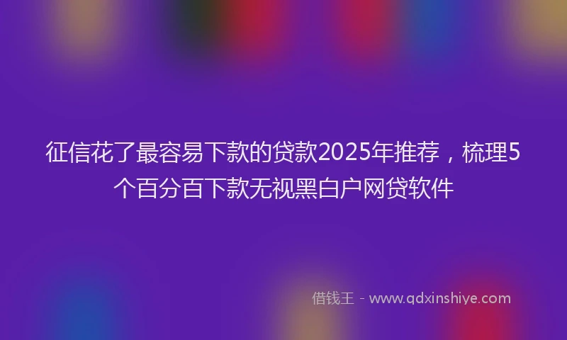 征信花了最容易下款的贷款2025年推荐，梳理5个百分百下款无视黑白户网贷软件