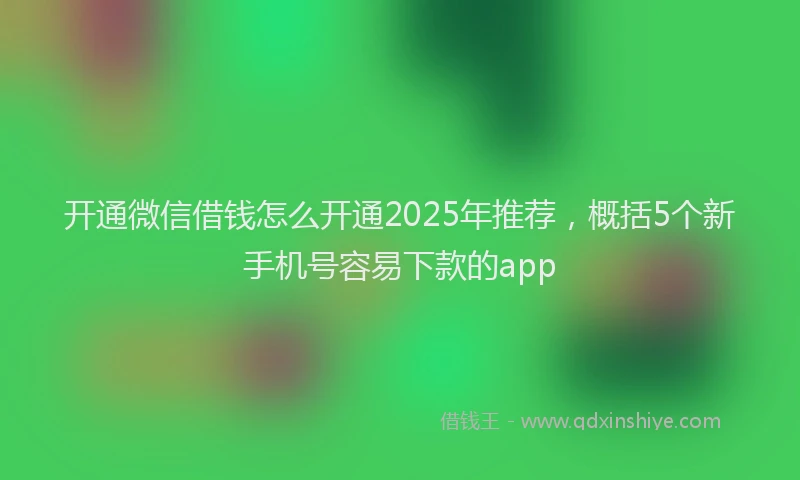 开通微信借钱怎么开通2025年推荐，概括5个新手机号容易下款的app