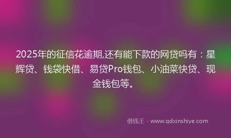 2025年的征信花逾期,还有能下款的网贷吗有：星辉贷、钱袋快借、易贷Pro钱包、小油菜快贷、现金钱包等。