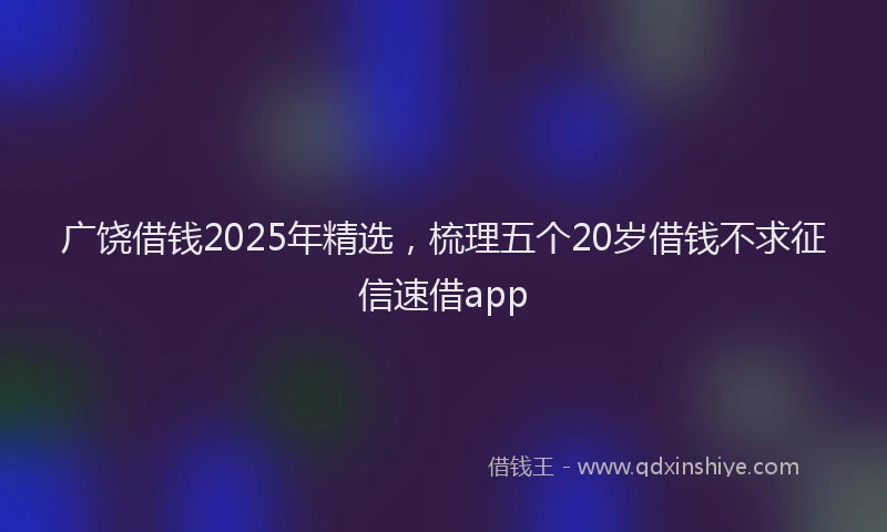 广饶借钱2025年精选，梳理五个20岁借钱不求征信速借app