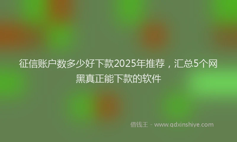 征信账户数多少好下款2025年推荐，汇总5个网黑真正能下款的软件