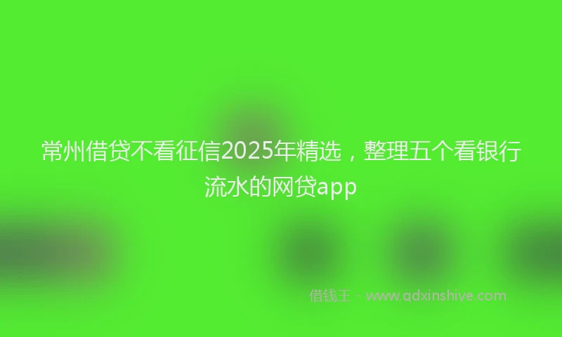 常州借贷不看征信2025年精选，整理五个看银行流水的网贷app