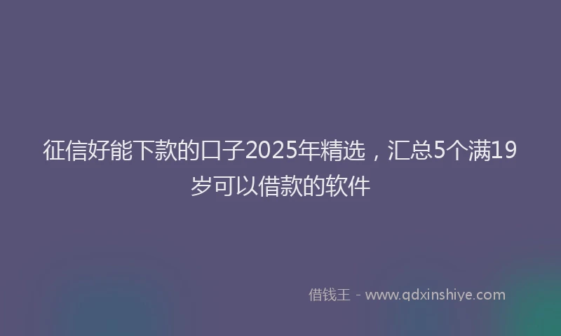 征信好能下款的口子2025年精选，汇总5个满19岁可以借款的软件