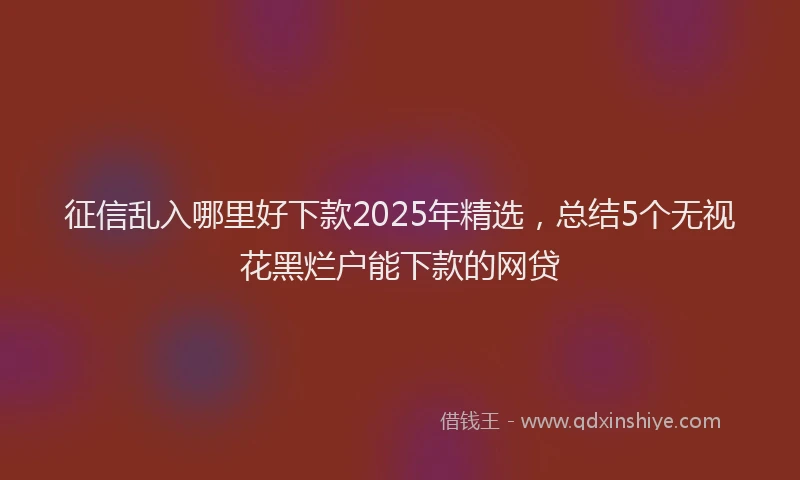 征信乱入哪里好下款2025年精选，总结5个无视花黑烂户能下款的网贷
