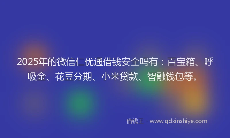 2025年的微信仁优通借钱安全吗有：百宝箱、呼吸金、花豆分期、小米贷款、智融钱包等。