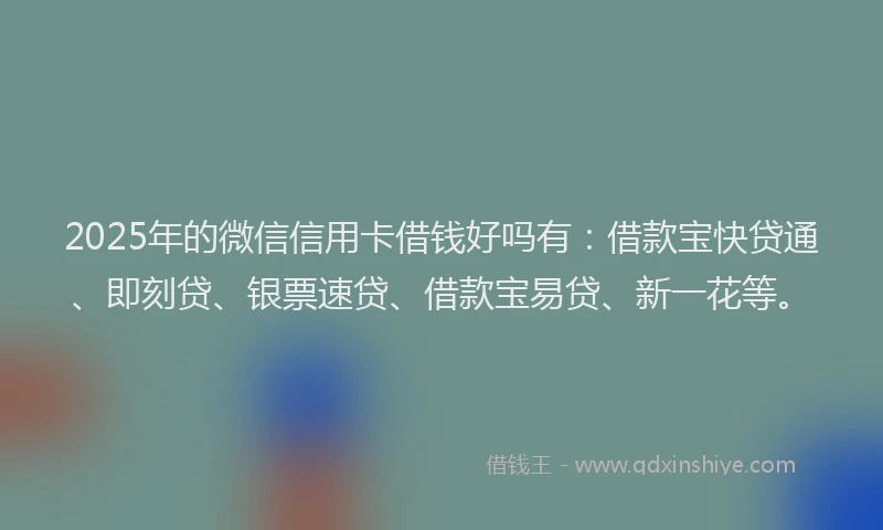 2025年的微信信用卡借钱好吗有：借款宝快贷通、即刻贷、银票速贷、借款宝易贷、新一花等。