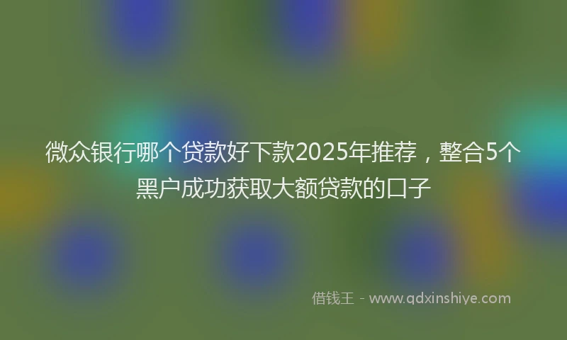 微众银行哪个贷款好下款2025年推荐，整合5个黑户成功获取大额贷款的口子
