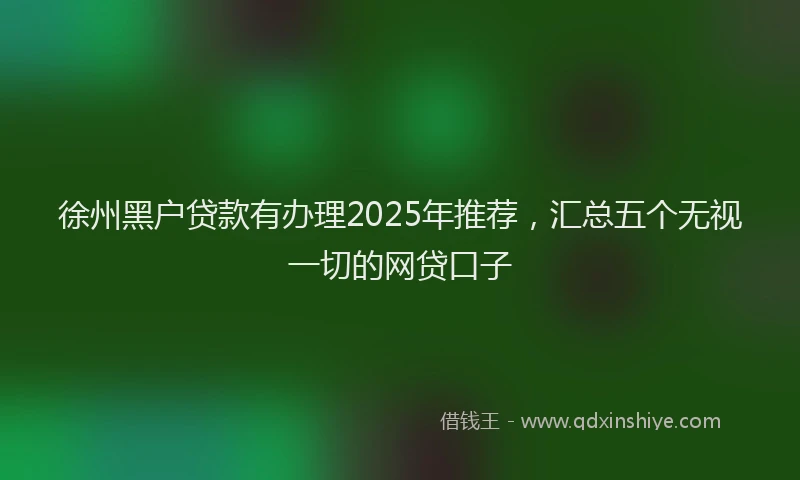 徐州黑户贷款有办理2025年推荐，汇总五个无视一切的网贷口子
