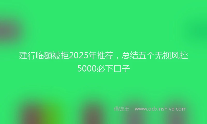 建行临额被拒2025年推荐，总结五个无视风控5000必下口子