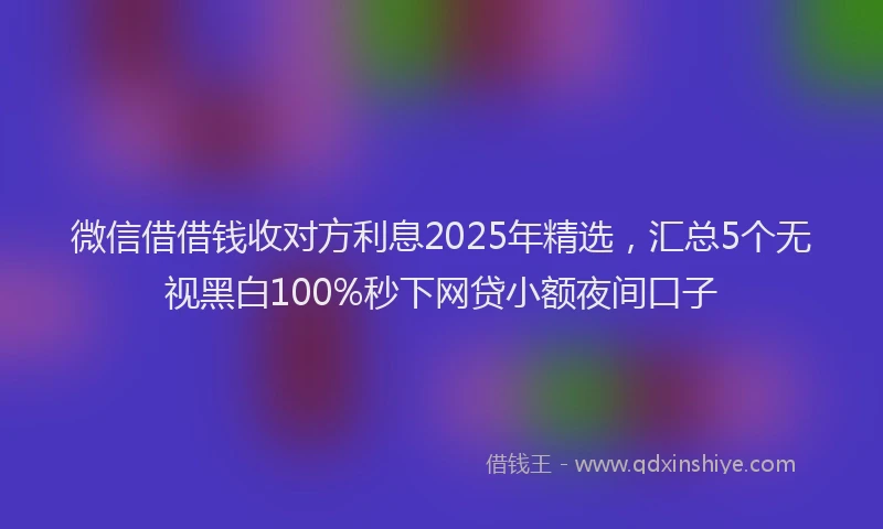 微信借借钱收对方利息2025年精选，汇总5个无视黑白100%秒下网贷小额夜间口子