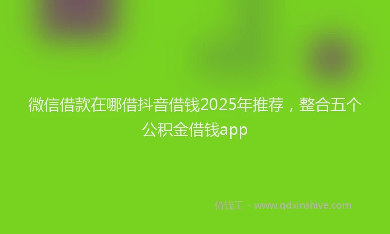 微信借款在哪借抖音借钱2025年推荐，整合五个公积金借钱app