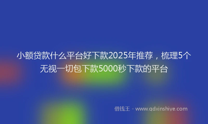 小额贷款什么平台好下款2025年推荐，梳理5个无视一切包下款5000秒下款的平台