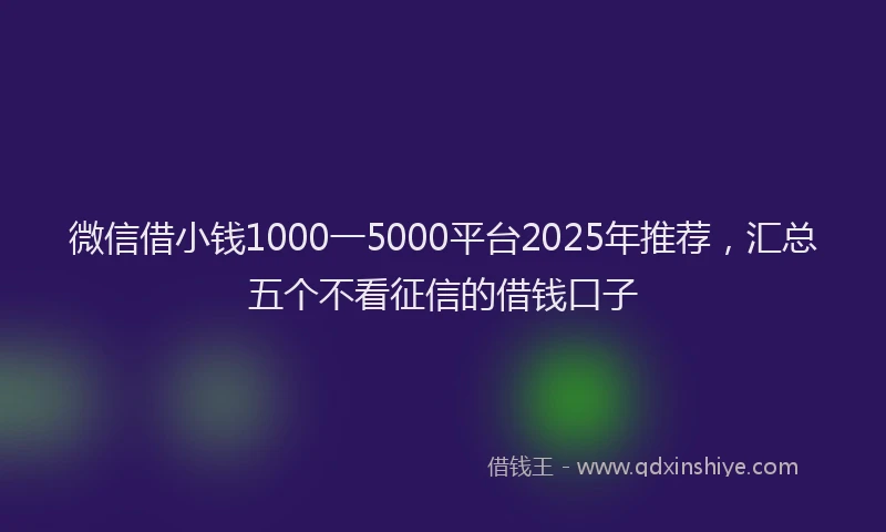 微信借小钱1000一5000平台2025年推荐，汇总五个不看征信的借钱口子