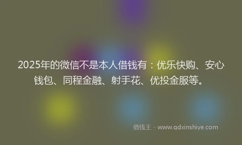 2025年的微信不是本人借钱有：优乐快购、安心钱包、同程金融、射手花、优投金服等。