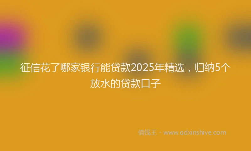 征信花了哪家银行能贷款2025年精选，归纳5个放水的贷款口子