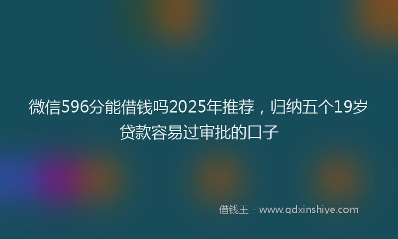 微信596分能借钱吗2025年推荐，归纳五个19岁贷款容易过审批的口子