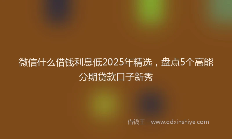 微信什么借钱利息低2025年精选，盘点5个高能分期贷款口子新秀