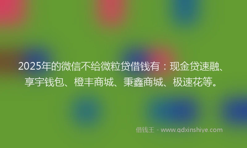 2025年的微信不给微粒贷借钱有：现金贷速融、享宇钱包、橙丰商城、秉鑫商城、极速花等。