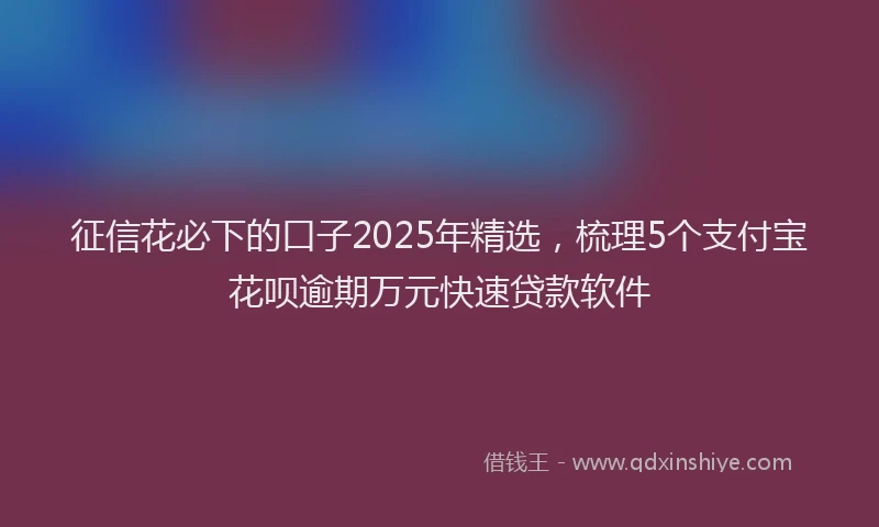 征信花必下的口子2025年精选，梳理5个支付宝花呗逾期万元快速贷款软件