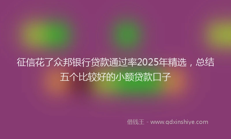 征信花了众邦银行贷款通过率2025年精选，总结五个比较好的小额贷款口子