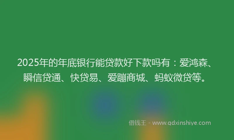 2025年的年底银行能贷款好下款吗有：爱鸿森、瞬信贷通、快贷易、爱蹦商城、蚂蚁微贷等。