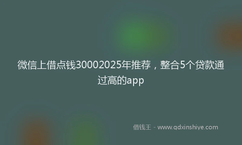 微信上借点钱30002025年推荐，整合5个贷款通过高的app