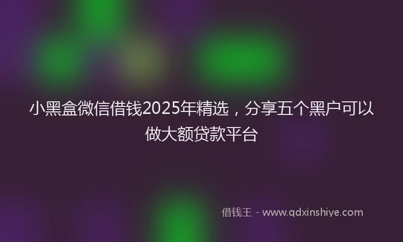 小黑盒微信借钱2025年精选，分享五个黑户可以做大额贷款平台