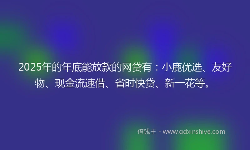 2025年的年底能放款的网贷有：小鹿优选、友好物、现金流速借、省时快贷、新一花等。