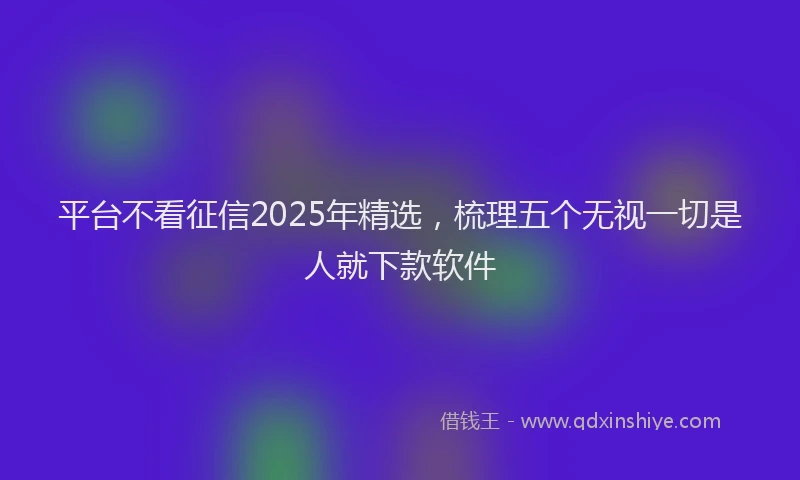 平台不看征信2025年精选，梳理五个无视一切是人就下款软件