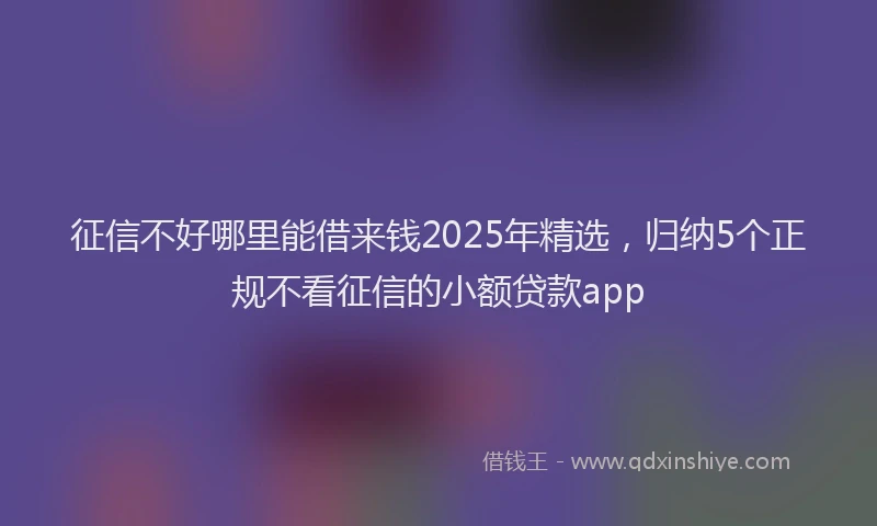 征信不好哪里能借来钱2025年精选，归纳5个正规不看征信的小额贷款app