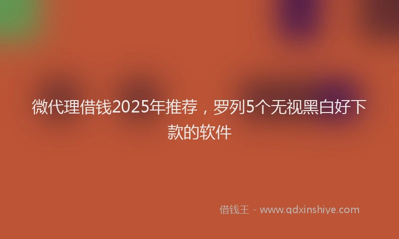 微代理借钱2025年推荐，罗列5个无视黑白好下款的软件