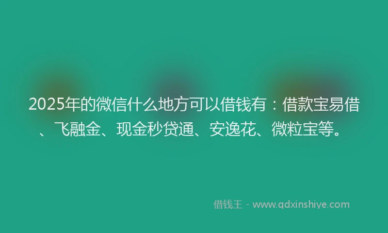 2025年的微信什么地方可以借钱有：借款宝易借、飞融金、现金秒贷通、安逸花、微粒宝等。