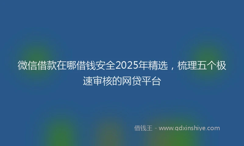 微信借款在哪借钱安全2025年精选，梳理五个极速审核的网贷平台