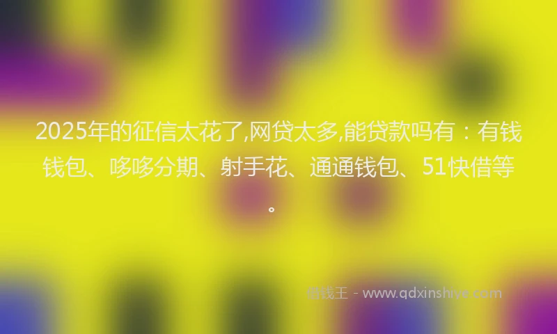 2025年的征信太花了,网贷太多,能贷款吗有：有钱钱包、哆哆分期、射手花、通通钱包、51快借等。