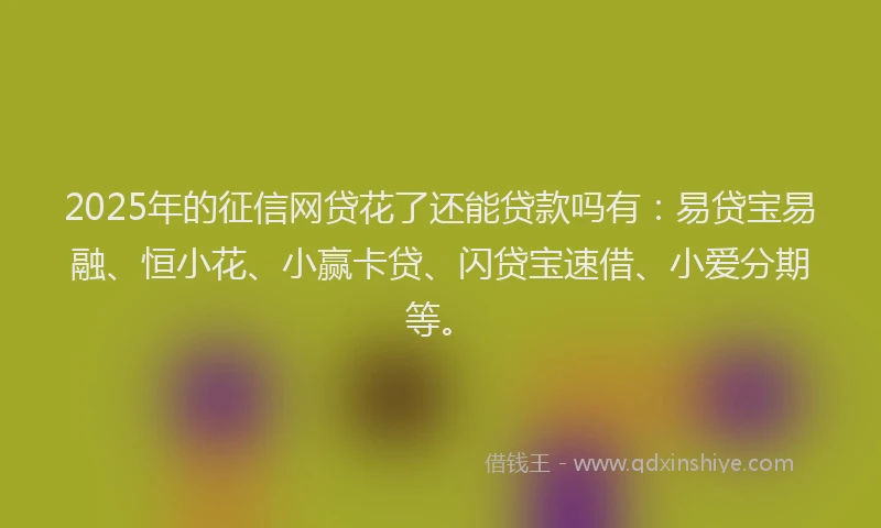2025年的征信网贷花了还能贷款吗有：易贷宝易融、恒小花、小赢卡贷、闪贷宝速借、小爱分期等。