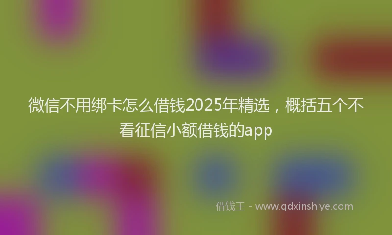 微信不用绑卡怎么借钱2025年精选，概括五个不看征信小额借钱的app