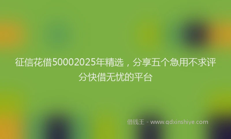 征信花借50002025年精选，分享五个急用不求评分快借无忧的平台