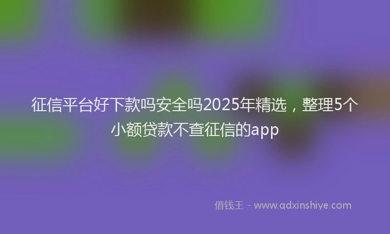 征信平台好下款吗安全吗2025年精选，整理5个小额贷款不查征信的app