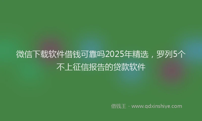 微信下载软件借钱可靠吗2025年精选，罗列5个不上征信报告的贷款软件