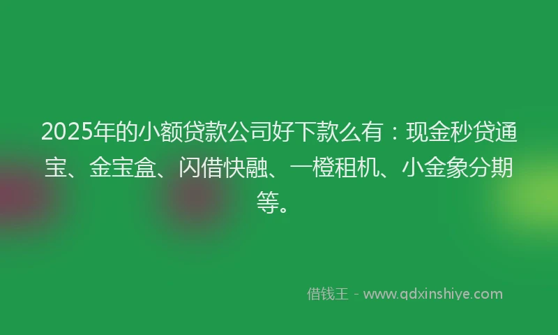 2025年的小额贷款公司好下款么有：现金秒贷通宝、金宝盒、闪借快融、一橙租机、小金象分期等。