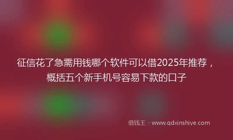 征信花了急需用钱哪个软件可以借2025年推荐，概括五个新手机号容易下款的口子