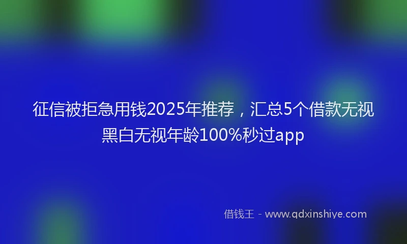 征信被拒急用钱2025年推荐，汇总5个借款无视黑白无视年龄100%秒过app
