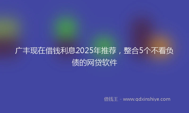 广丰现在借钱利息2025年推荐，整合5个不看负债的网贷软件