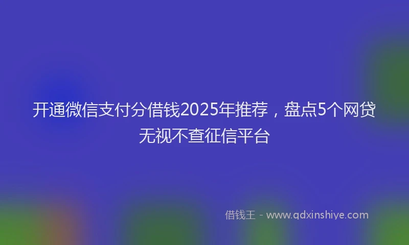 开通微信支付分借钱2025年推荐，盘点5个网贷无视不查征信平台