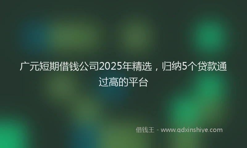 广元短期借钱公司2025年精选，归纳5个贷款通过高的平台