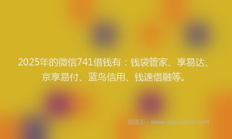 2025年的微信741借钱有：钱袋管家、享易达、京享易付、蓝鸟信用、钱速借融等。