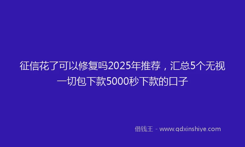 征信花了可以修复吗2025年推荐，汇总5个无视一切包下款5000秒下款的口子