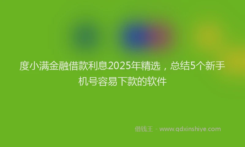 度小满金融借款利息2025年精选，总结5个新手机号容易下款的软件
