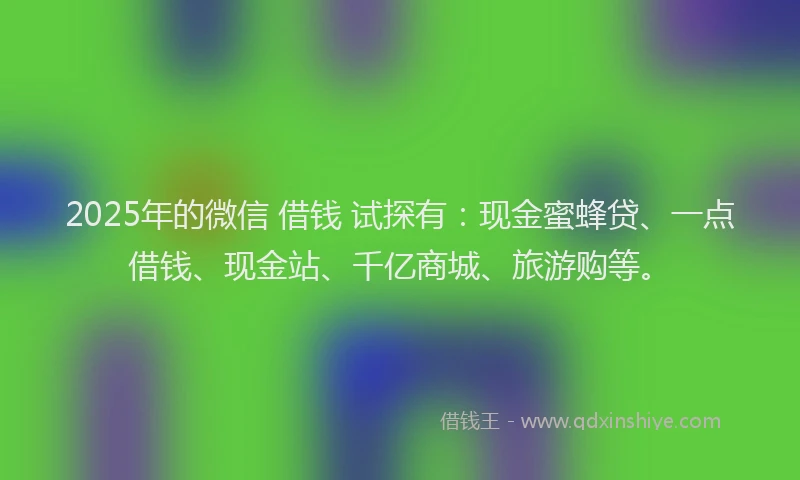 2025年的微信 借钱 试探有：现金蜜蜂贷、一点借钱、现金站、千亿商城、旅游购等。