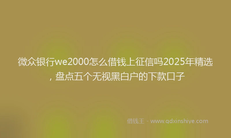 微众银行we2000怎么借钱上征信吗2025年精选，盘点五个无视黑白户的下款口子